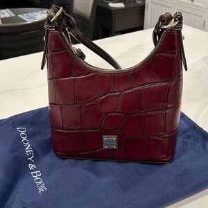 Dooney & Bourke Burgundy Croc-Embossed Shoulder Bag